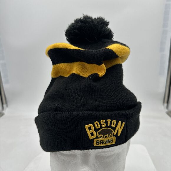 Boston Bruins New Era Black Yellow  Pom Beanie - Picture 1 of 10